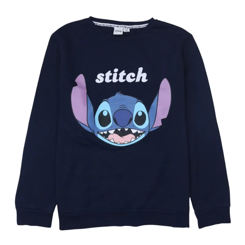 Disney Navy Blue Sweatshirt Women's XLarge Printed Stitch Graphic Crewneck Pullover Top sold by Vintage Club