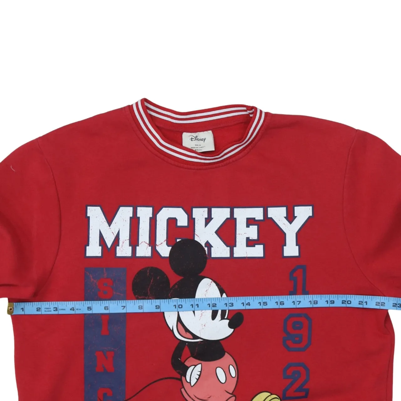 Disney Red Sweatshirt Women’s XLarge Mickey Mouse Printed Graphic Striped Trim Pullover Top sold by Vintage Club product image thumbnail 5