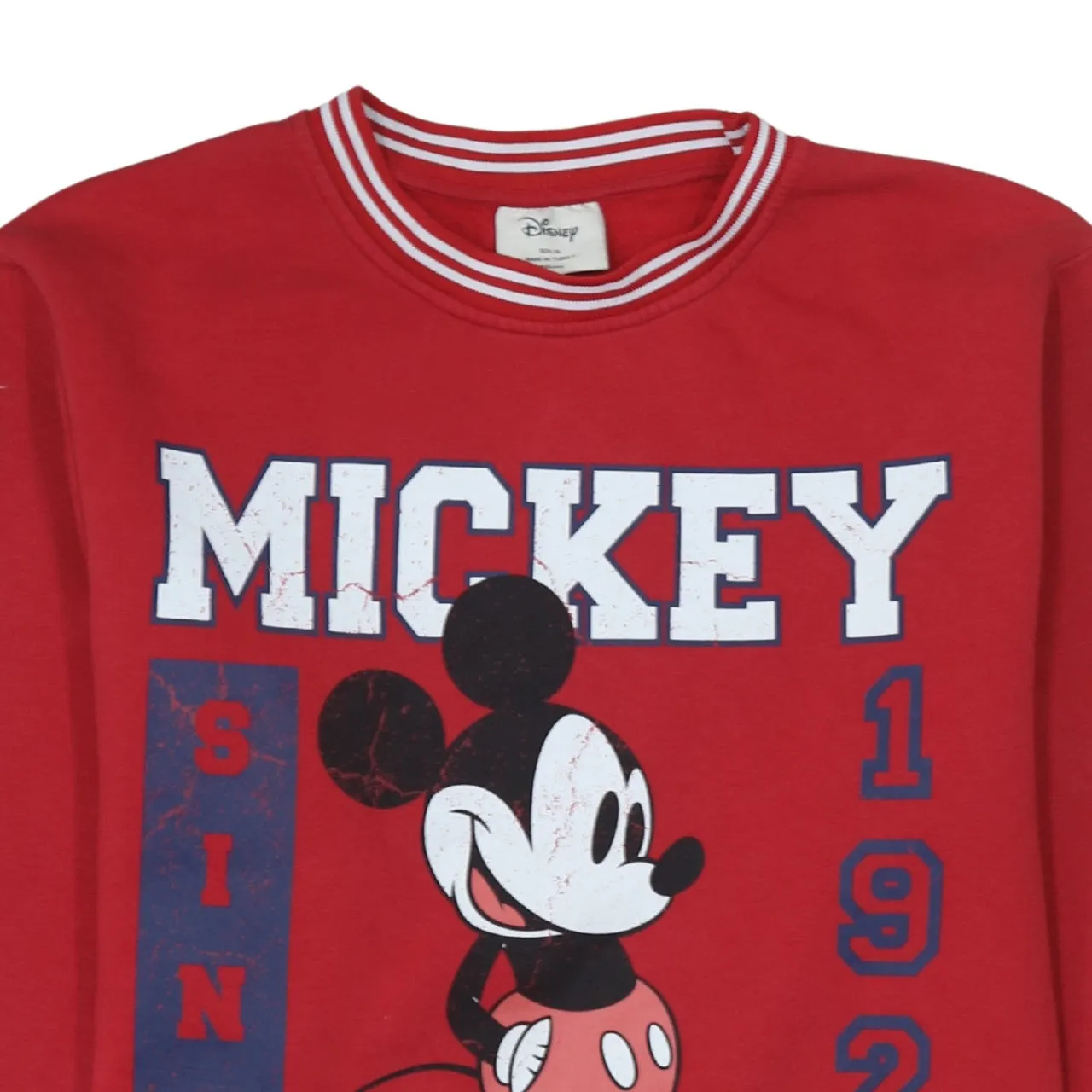 Disney Red Sweatshirt Women’s XLarge Mickey Mouse Printed Graphic Striped Trim Pullover Top sold by Vintage Club product image thumbnail 3