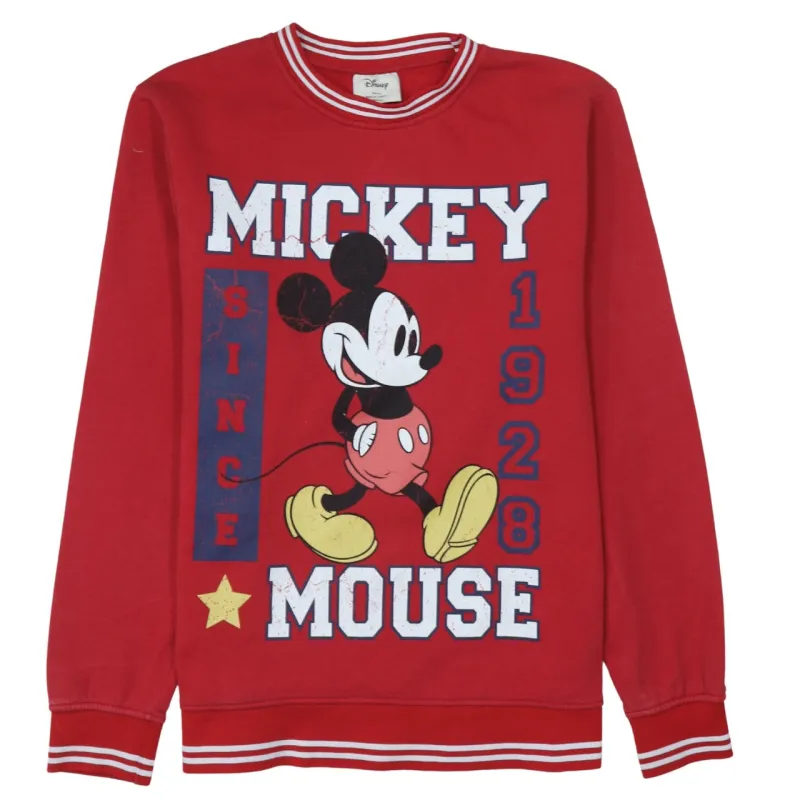 Disney Red Sweatshirt Women’s XLarge Mickey Mouse Printed Graphic Striped Trim Pullover Top sold by Vintage Club