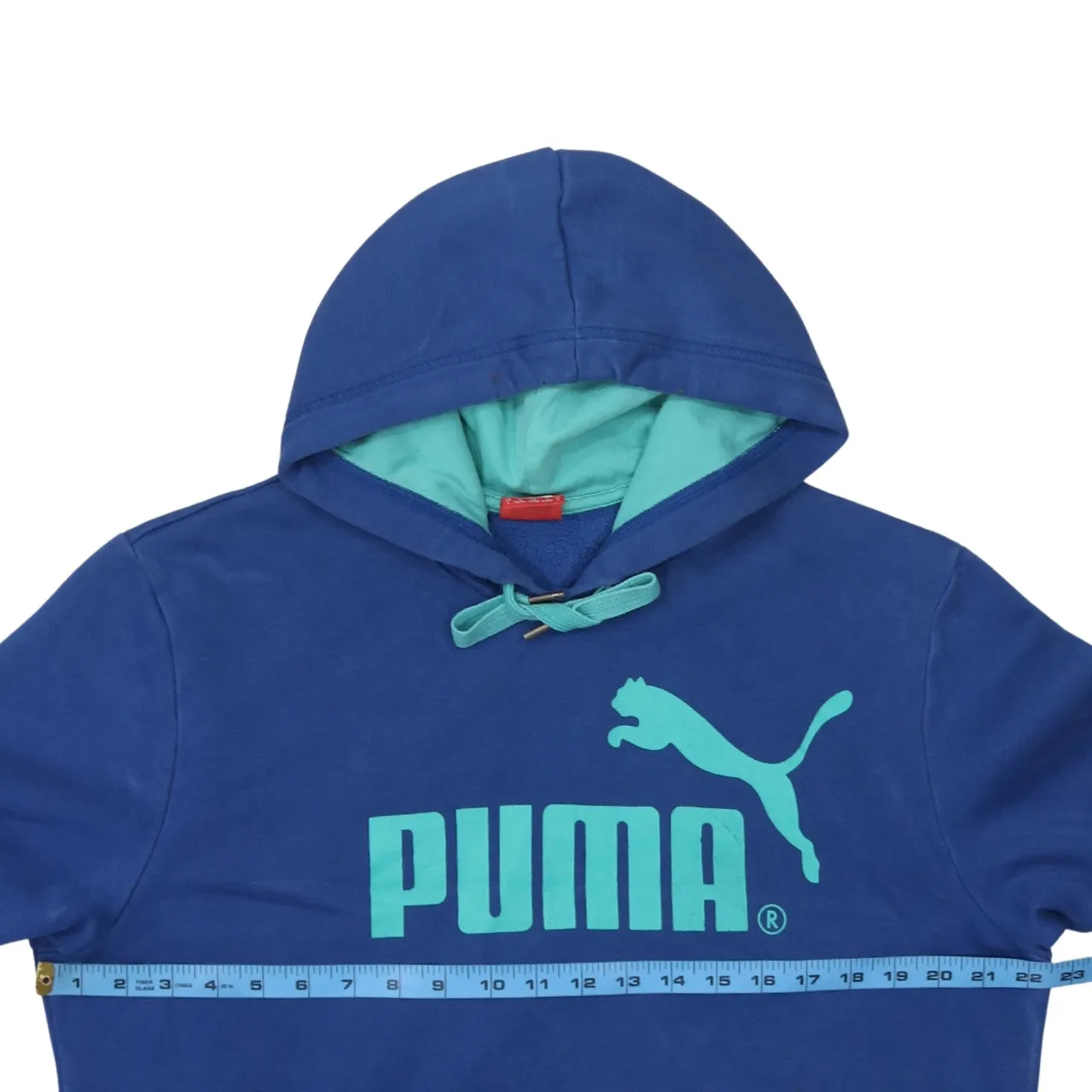 Puma Blue Hoodie Women’s Large Printed Logo Front Pocket Drawstring Hood Sweatshirt sold by Vintage Club product image thumbnail 5