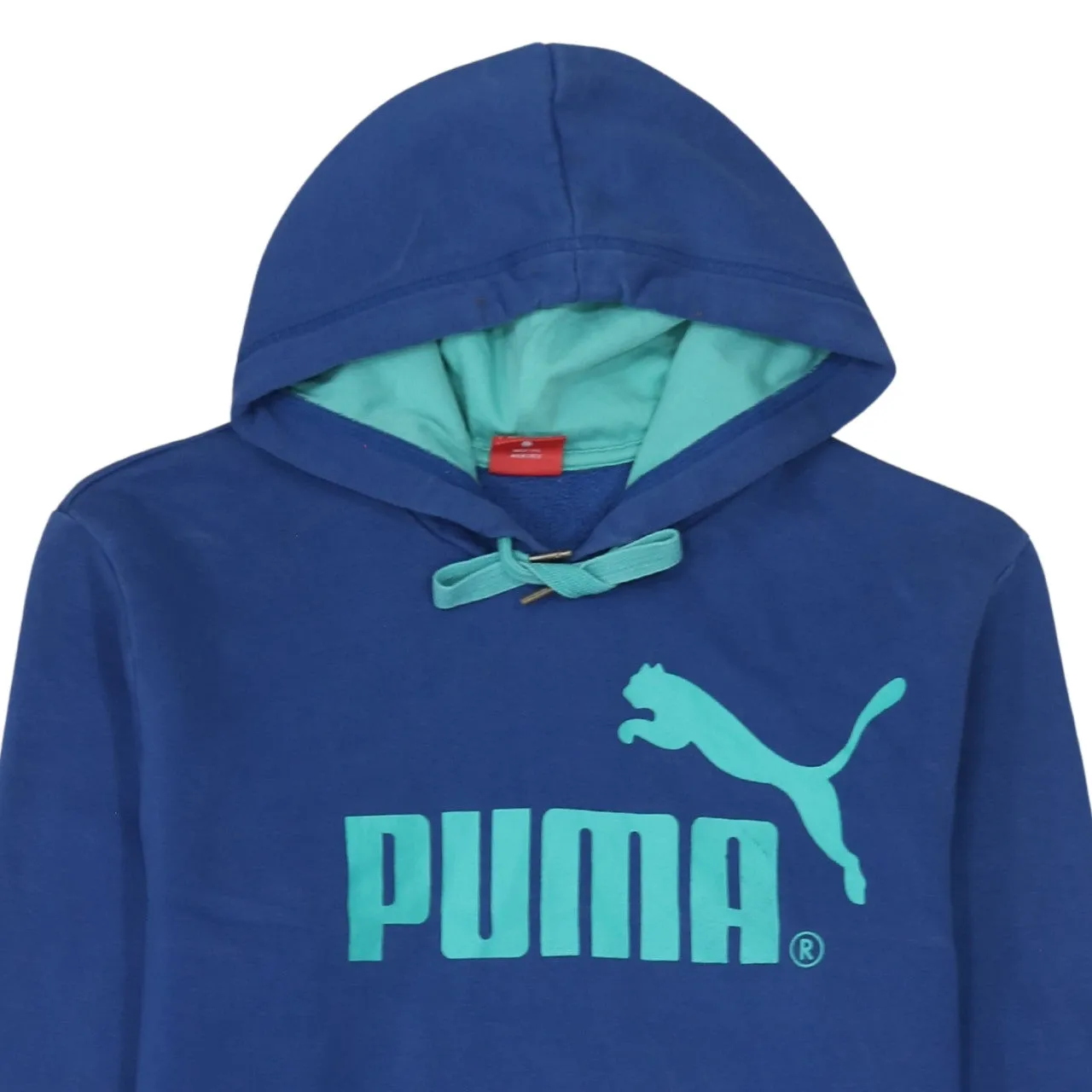 Puma Blue Hoodie Women’s Large Printed Logo Front Pocket Drawstring Hood Sweatshirt sold by Vintage Club product image thumbnail 3