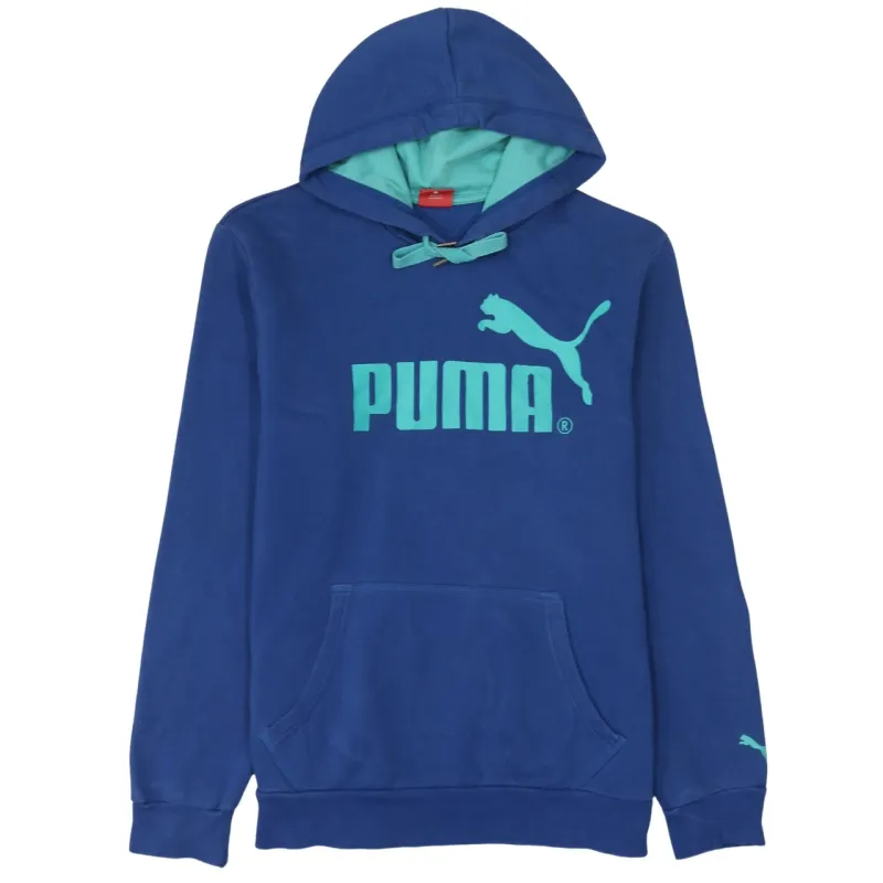Puma Blue Hoodie Women’s Large Printed Logo Front Pocket Drawstring Hood Sweatshirt made by Puma