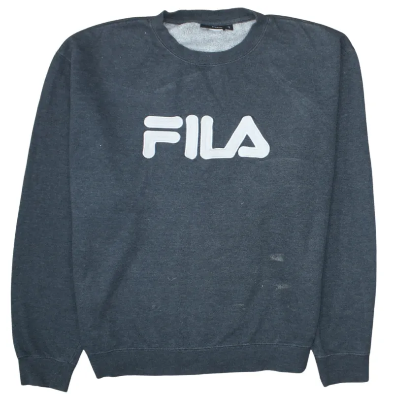 Fila Dark Grey Sweatshirt Men's XLarge Printed Logo Crewneck Pullover Fleece Top made by Fila