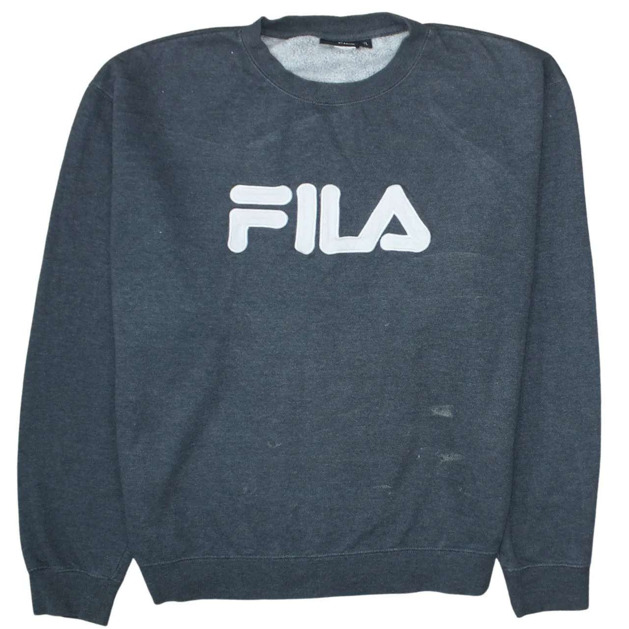 Fila Dark Grey Sweatshirt Men's XLarge Printed Logo Crewneck Pullover Fleece Top sold by Vintage Club