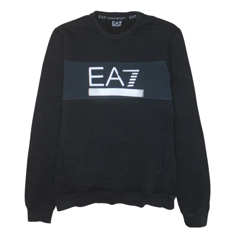 Emporio Armani Black EA7 Sweatshirt Men's XSmall Printed Logo Crewneck Pullover Top sold by Vintage Club