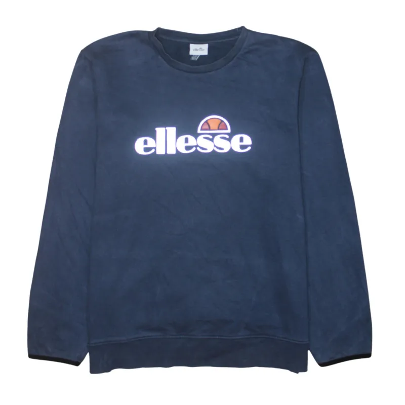 Ellesse Navy Blue Sweatshirt Women's XXLarge Printed Chest Logo Crewneck Pullover Top made by Ellesse