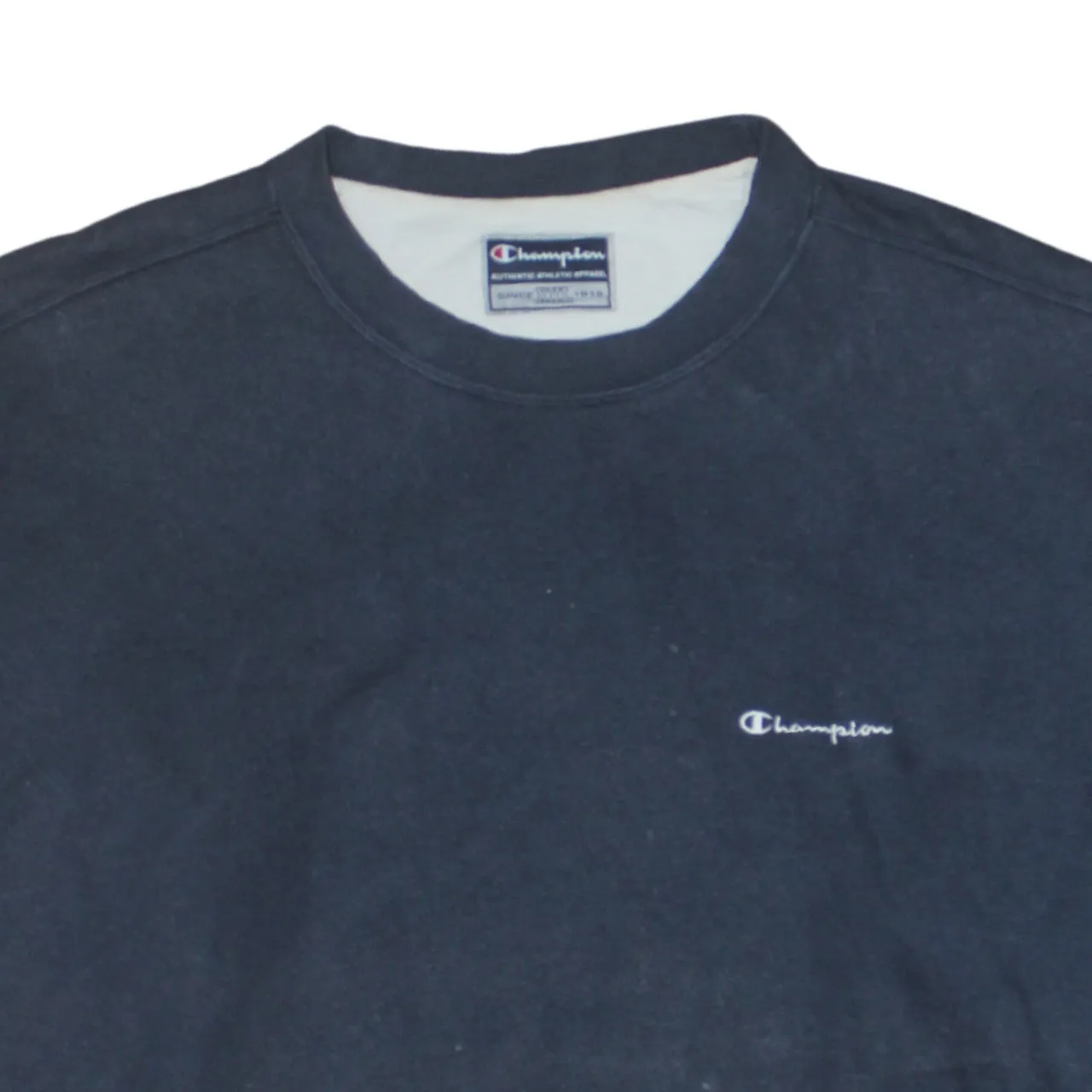 Champion Navy Blue Sweatshirt Men's XXLarge Small Chest Logo Crewneck Pullover sold by Vintage Club product image thumbnail 3