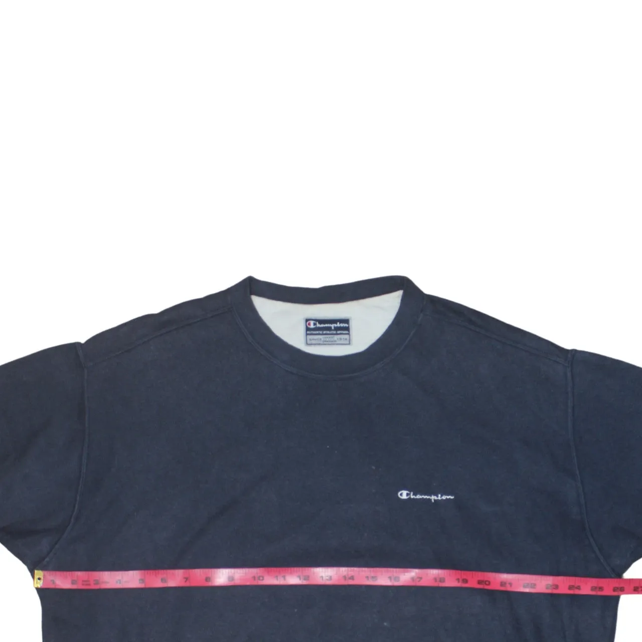 Champion Navy Blue Sweatshirt Men's XXLarge Small Chest Logo Crewneck Pullover sold by Vintage Club product image thumbnail 5