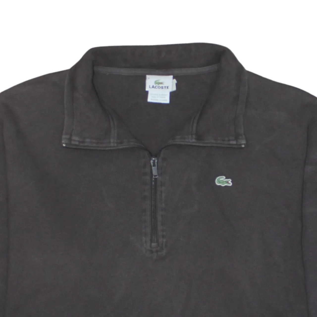 Lacoste Charcoal Brown Quarter Zip Sweatshirt Men's XLarge Embroidered Croc Logo Pullover Top sold by Vintage Club product image thumbnail 3