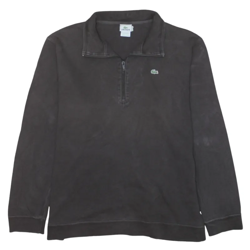 Lacoste Charcoal Brown Quarter Zip Sweatshirt Men's XLarge Embroidered Croc Logo Pullover Top made by Lacoste