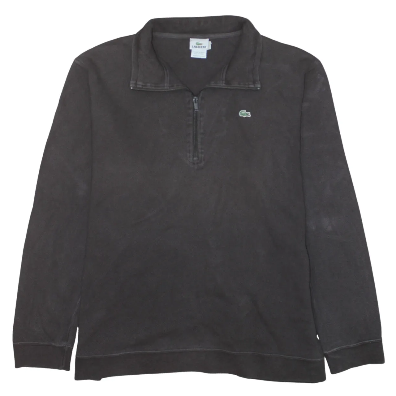 Lacoste Charcoal Brown Quarter Zip Sweatshirt Men's XLarge Embroidered Croc Logo Pullover Top sold by Vintage Club