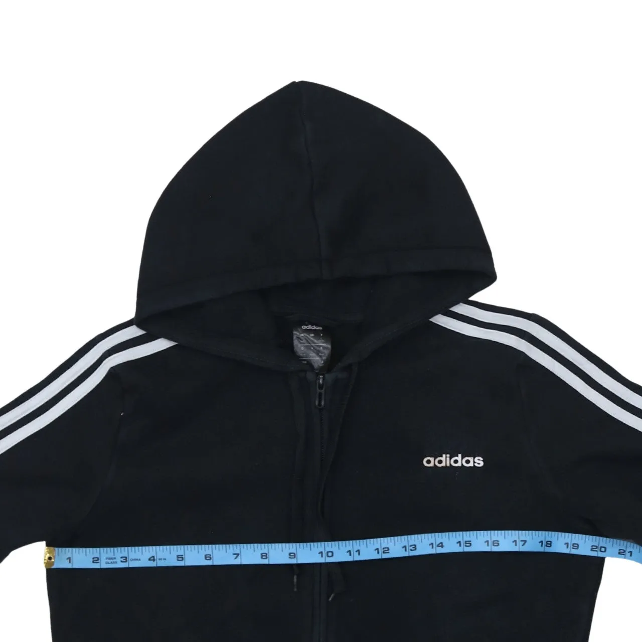 Adidas Black Hoodie Women’s Large Full Zip Three Stripe Sleeves Embroidered Logo Sweatshirt sold by Vintage Club product image thumbnail 5