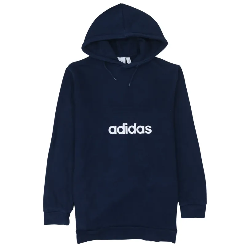 Adidas Navy Blue Hoodie Men's Medium Printed Logo Drawstring Hood Pullover Sweatshirt sold by Vintage Club