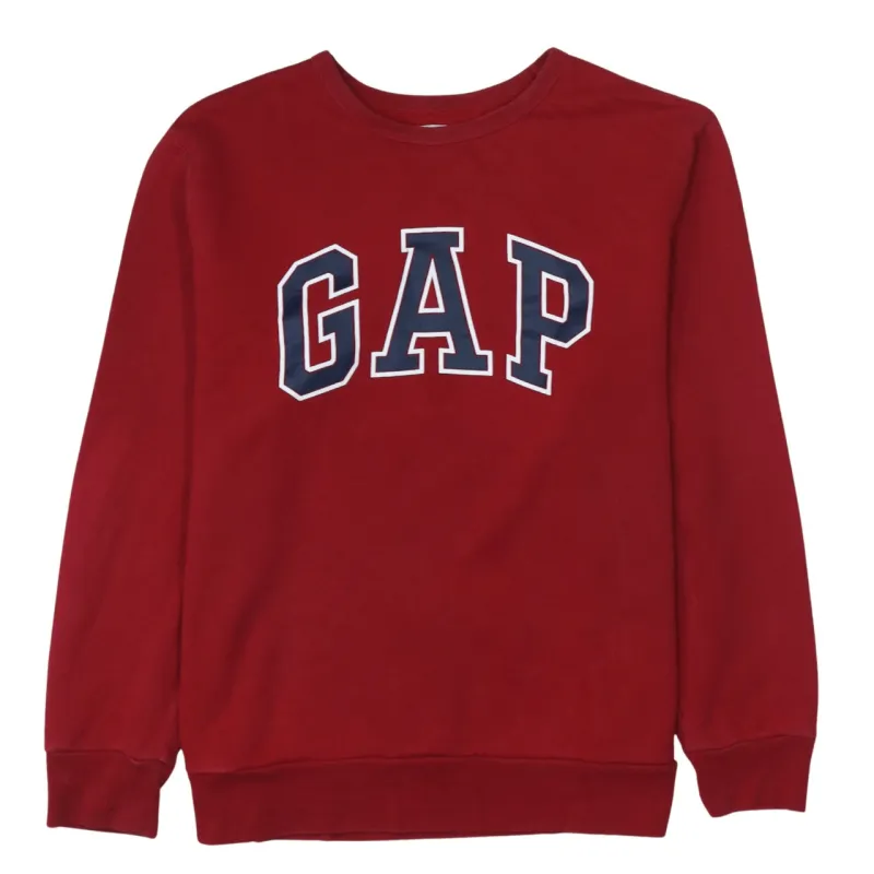 Gap Burgundy Red Sweatshirt Women's XLarge Printed Logo Crewneck Pullover Fleece Top made by GAP