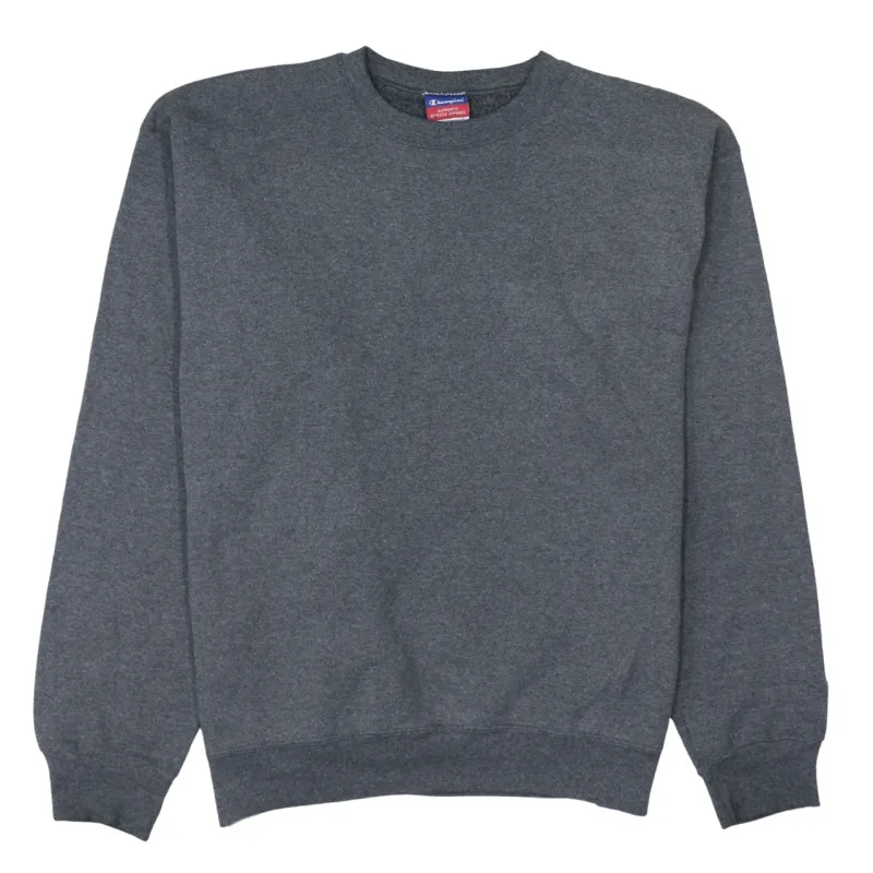 Champion Dark Grey Sweatshirt Men's Large Small C Logo Sleeve Crewneck Pullover Fleece Top made by Vintage Club