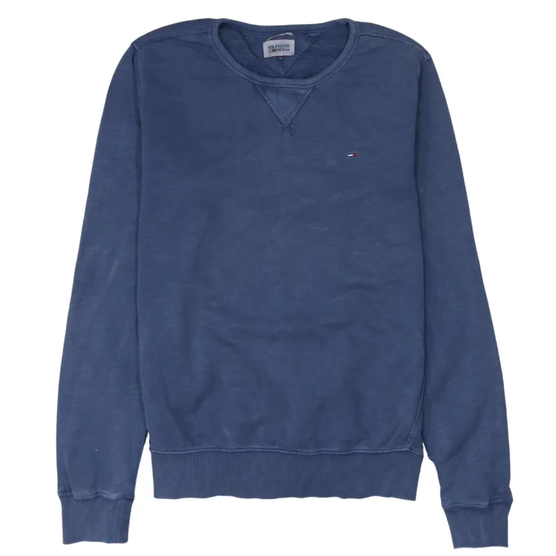 Tommy Hilfiger Blue Sweatshirt Women's XLarge Embroidered Flag Logo Crewneck Pullover Top made by Tommy Hilfiger