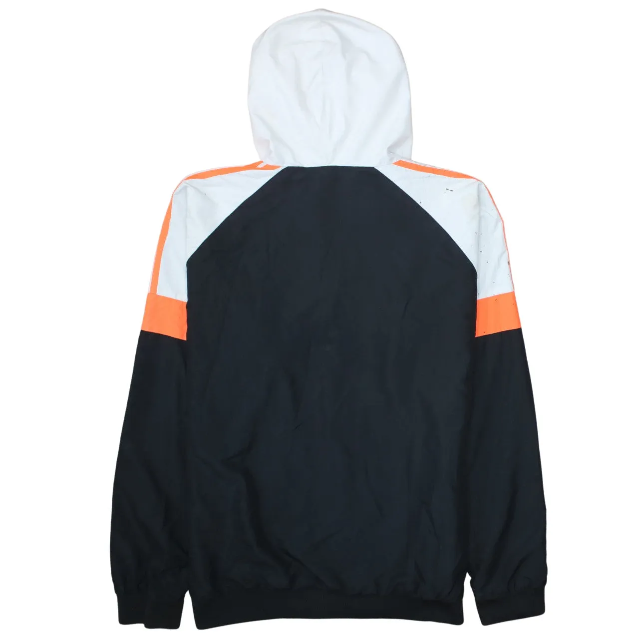 Adidas Black White Hooded Jacket Women’s XXL Zip Front Orange Stripes Printed Logo Windbreaker sold by Vintage Club product image thumbnail 2