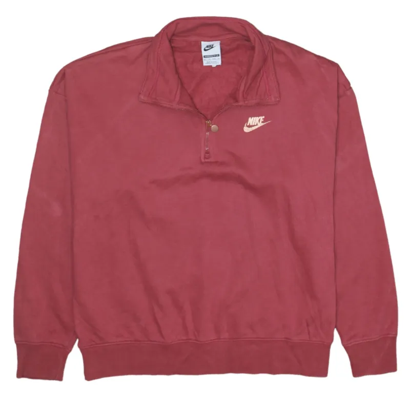 Nike Burgundy Red Quarter Zip Sweatshirt Men’s XSmall Embroidered Chest Logo Printed Back Pullover sold by Vintage Club