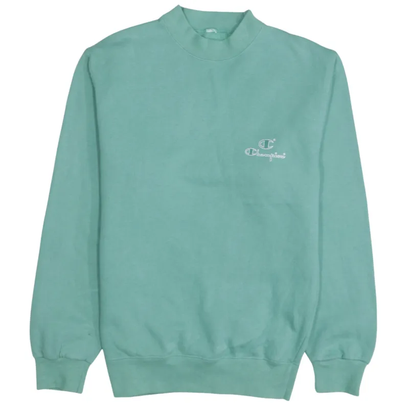 Champion Mint Green Sweatshirt Men's XSmall Embroidered Chest Logo Mock Neck Pullover Jumper made by Champion
