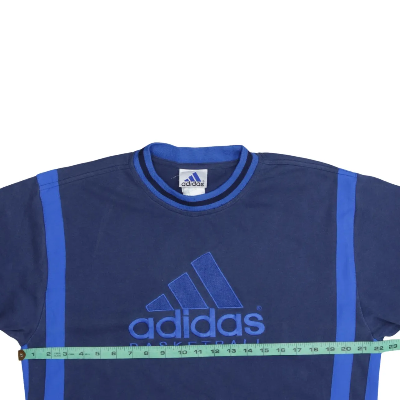 Adidas Navy Blue Sweatshirt Women’s XLarge Embroidered Basketball Logo Contrast Trim Pullover Top sold by Vintage Club product image thumbnail 5