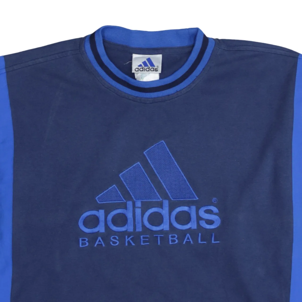 Adidas Navy Blue Sweatshirt Women’s XLarge Embroidered Basketball Logo Contrast Trim Pullover Top sold by Vintage Club product image thumbnail 3