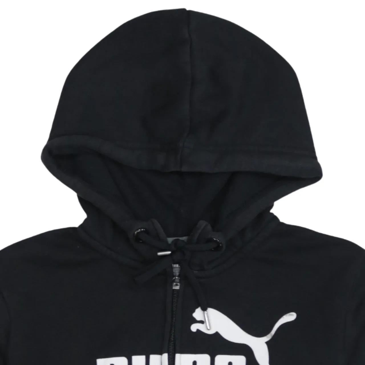 Puma Black Full Zip Hoodie Women’s Medium Printed Logo Drawstring Hood Pouch Pockets Sweatshirt sold by Vintage Club product image thumbnail 3