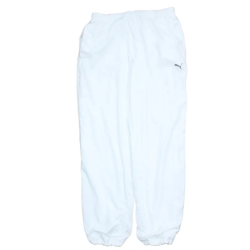 Puma White Joggers Men's Small Printed Logo Elasticated Cuffs Lightweight Track Pants sold by Vintage Club