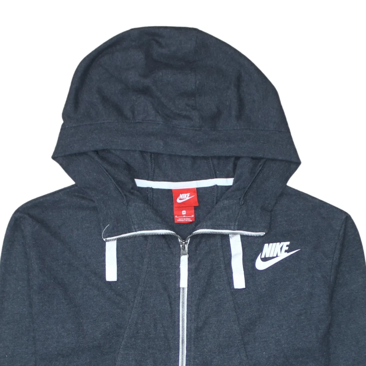 Nike Dark Charcoal Zip Hoodie Men's Medium Printed Swoosh Logo Drawstring Hood Sweatshirt sold by Vintage Club product image thumbnail 3