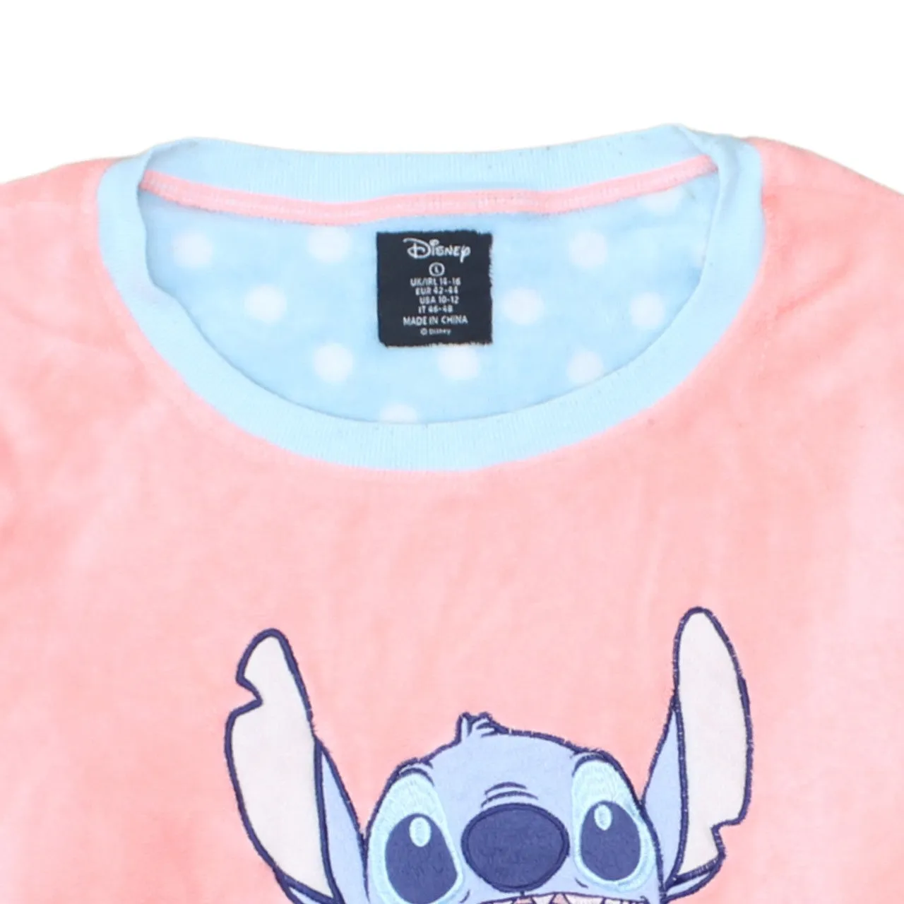 Disney Pink Fleece Sweatshirt Women’s Large Stitch Printed Graphic Lounge Top Pullover sold by Vintage Club product image thumbnail 3
