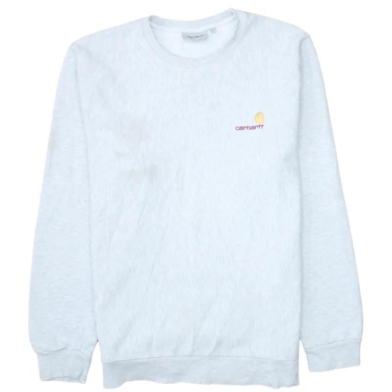 Carhartt Light Grey Sweatshirt Men's Large Embroidered Chest Logo Crewneck Pullover Fleece Top made by Carhartt