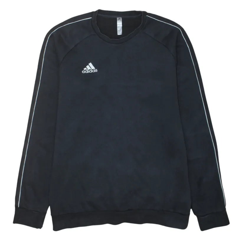 Adidas Black Sweatshirt Men's Medium Embroidered Logo White Piping Crewneck Pullover Top sold by Vintage Club