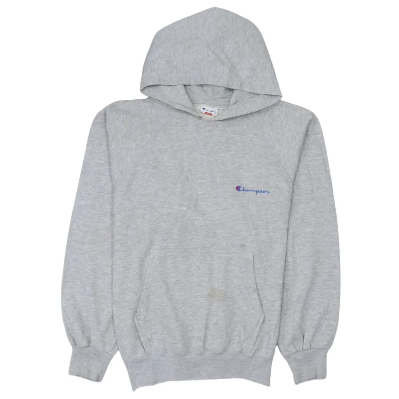 Champion Grey Hoodie Men's Large Embroidered Chest Logo Front Pocket Pullover Sweatshirt sold by Vintage Club