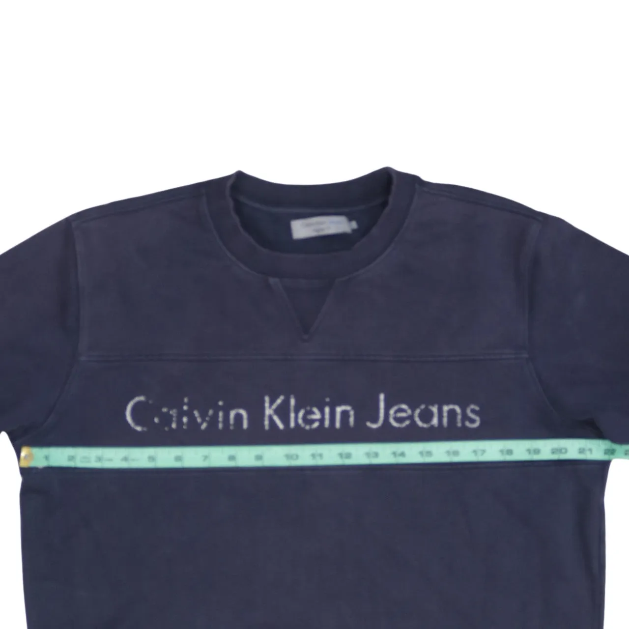 Calvin Klein Navy Blue Sweatshirt Men's Large Embroidered Logo Crewneck Pullover Jumper sold by Vintage Club product image thumbnail 5