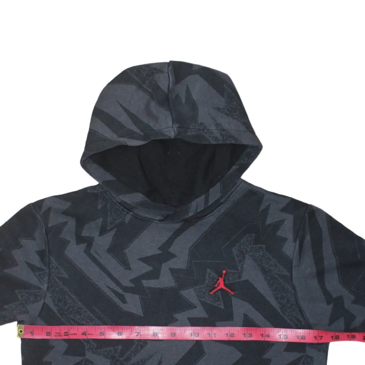 Jordan Black Grey Hoodie Women’s Large All Over Zigzag Print Embroidered Jumpman Pullover sold by Vintage Club product image thumbnail 5