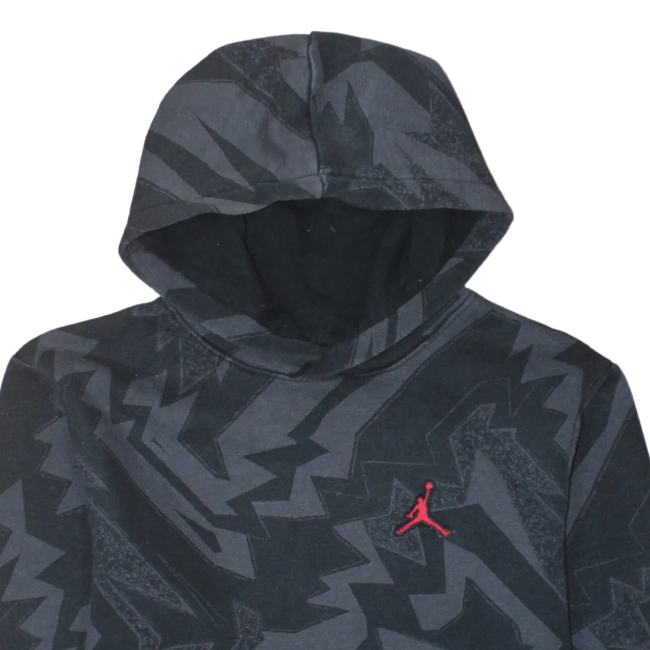 Jordan Black Grey Hoodie Women’s Large All Over Zigzag Print Embroidered Jumpman Pullover sold by Vintage Club product image thumbnail 3