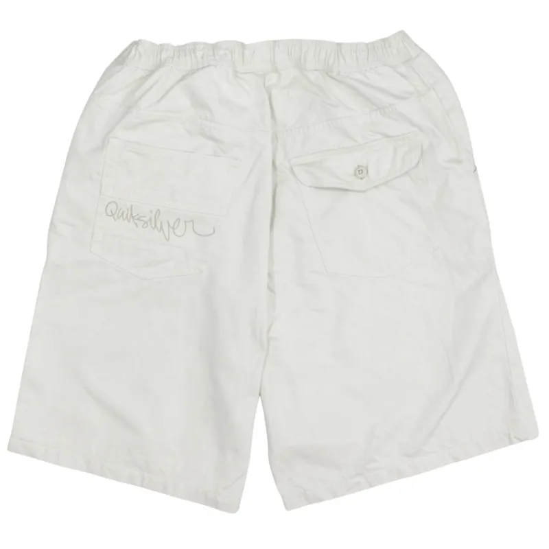Quiksilver Off White Shorts Men's XLarge Elastic Waist Rear Pockets Embroidered Logo sold by Vintage Club