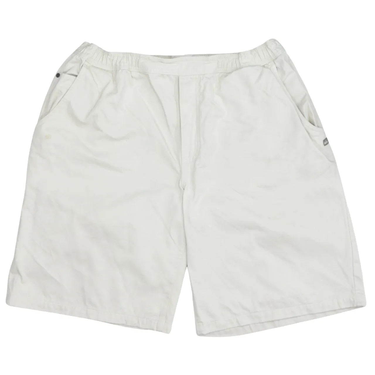 Quiksilver Off White Shorts Men's XLarge Elastic Waist Rear Pockets Embroidered Logo sold by Vintage Club product image thumbnail 2