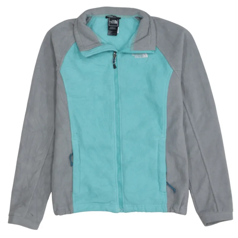 The North Face Turquoise Grey Fleece Jacket Women’s Small Full Zip Embroidered Logo Outdoor Top made by The North Face