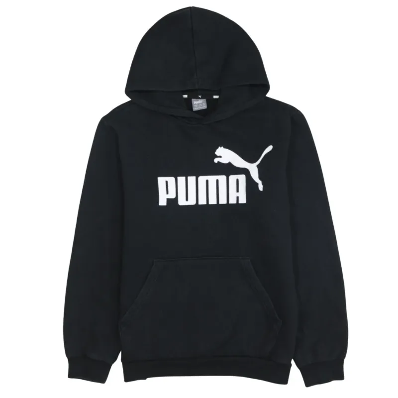 Puma Black Hoodie Women’s Large Printed Big Logo Front Pocket Pullover Sweatshirt made by Puma