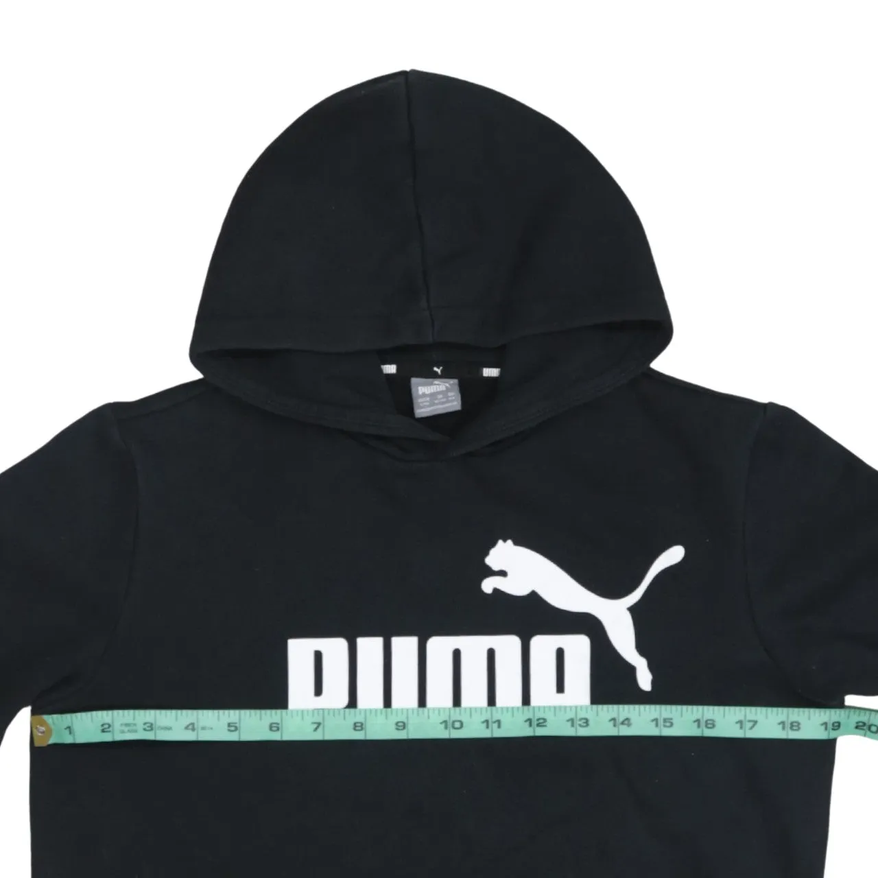 Puma Black Hoodie Women’s Large Printed Big Logo Front Pocket Pullover Sweatshirt sold by Vintage Club product image thumbnail 5