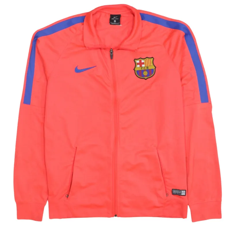 Nike Coral Pink Track Jacket Women’s Medium Barcelona FCB Crest Zip Pockets Printed Badge Top made by Nike