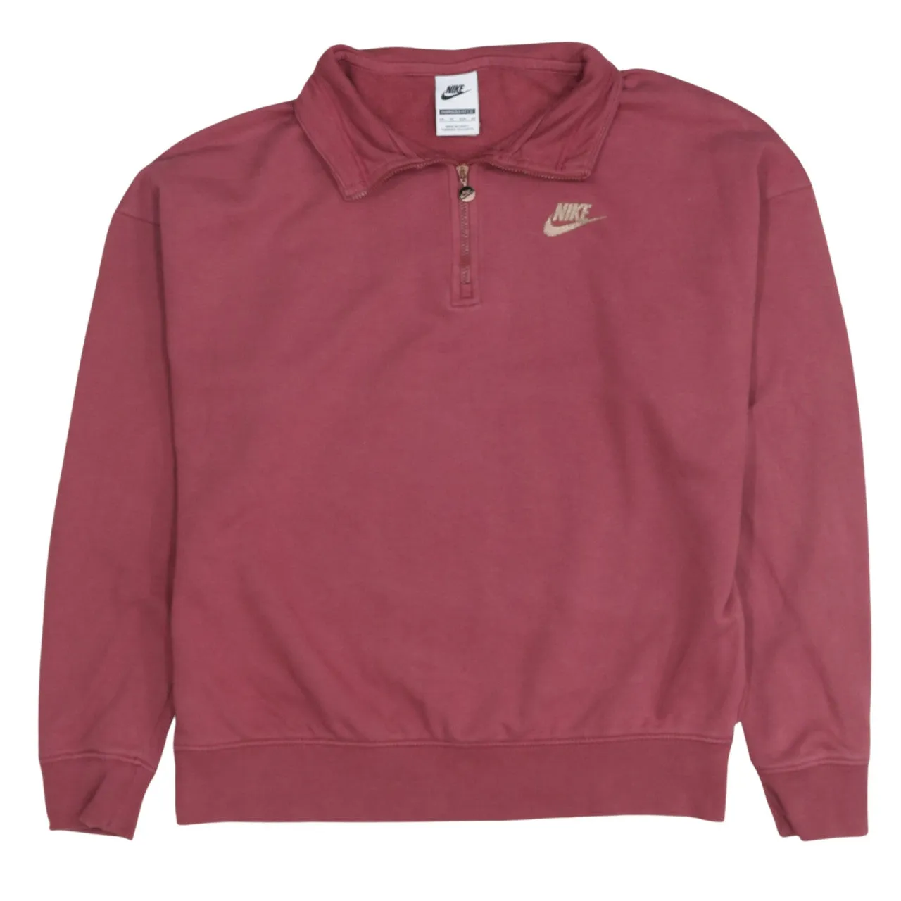 Nike Burgundy Red Quarter Zip Sweatshirt Men’s XSmall Embroidered Swoosh Back Printed Logo Pullover sold by Vintage Club