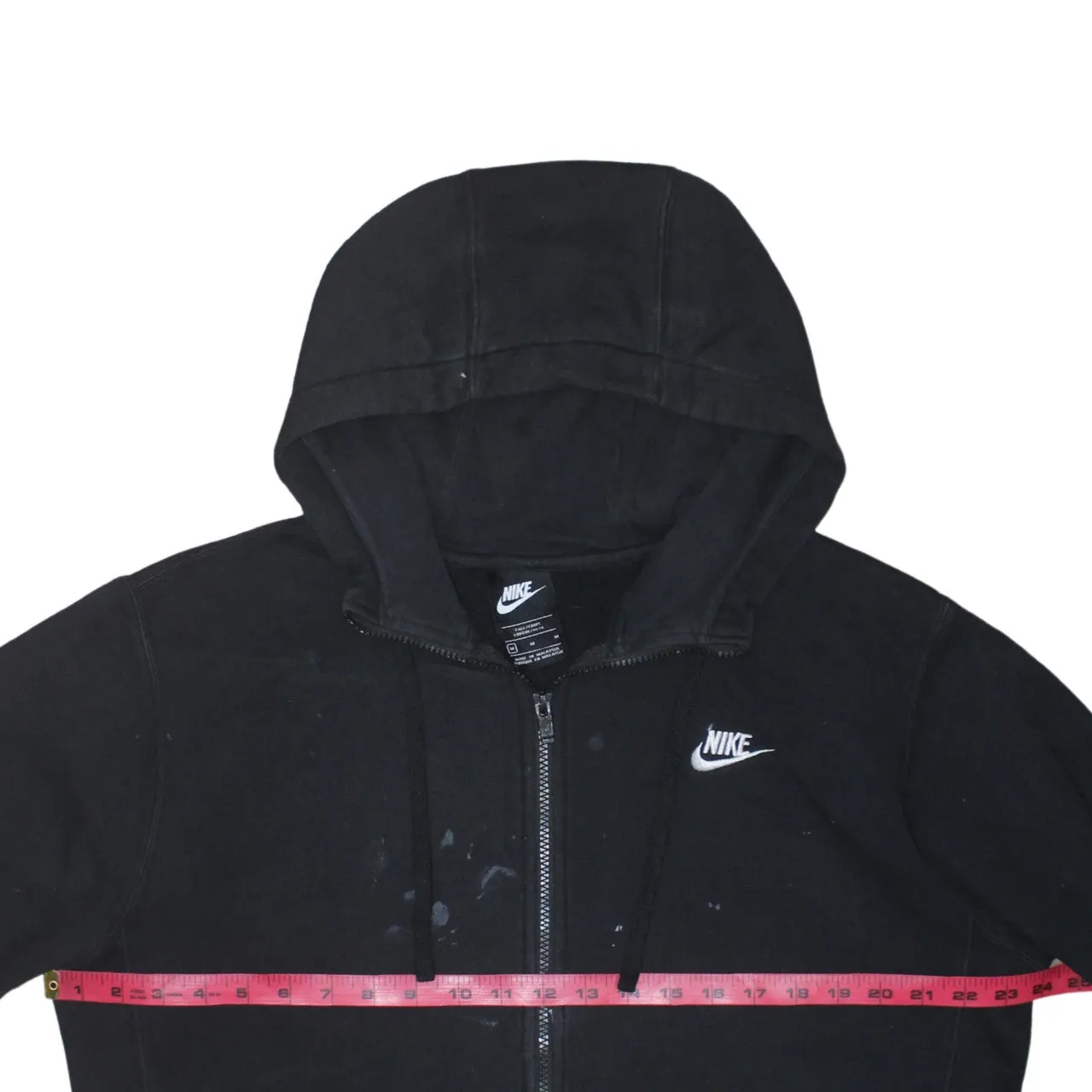 Nike Black Zip Hoodie Men’s Medium Embroidered Swoosh Split Pocket Fleece Sweatshirt sold by Vintage Club product image thumbnail 5