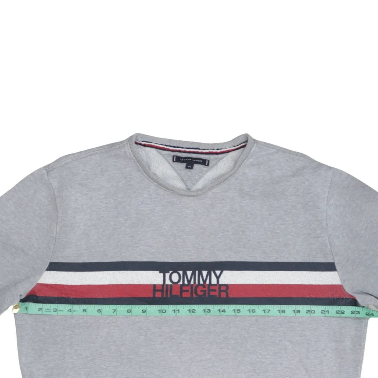 Tommy Hilfiger Grey Sweatshirt Women’s 2XL Embroidered Flag Logo Stripe Crewneck Pullover sold by Vintage Club product image thumbnail 5