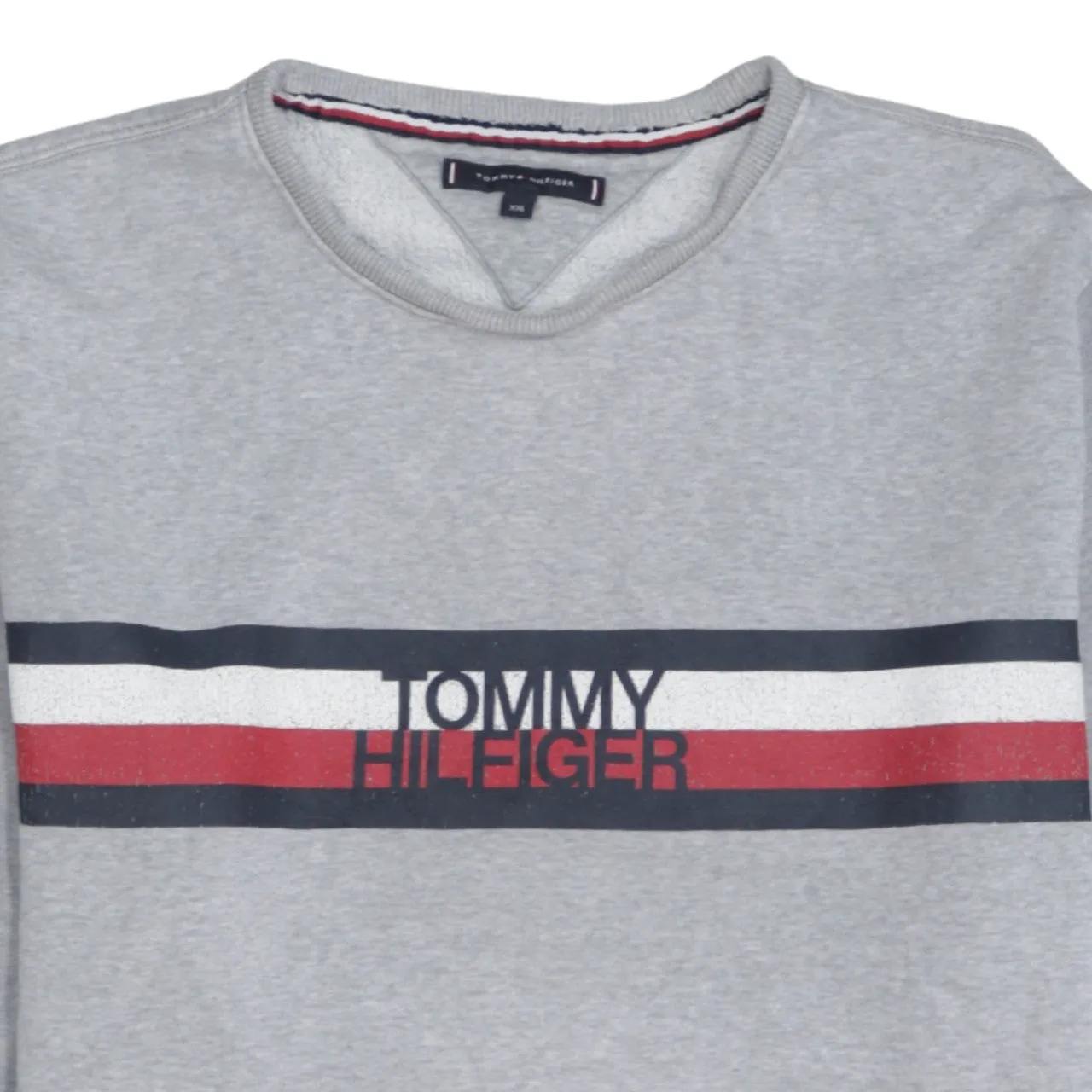 Tommy Hilfiger Grey Sweatshirt Women’s 2XL Embroidered Flag Logo Stripe Crewneck Pullover sold by Vintage Club product image thumbnail 3