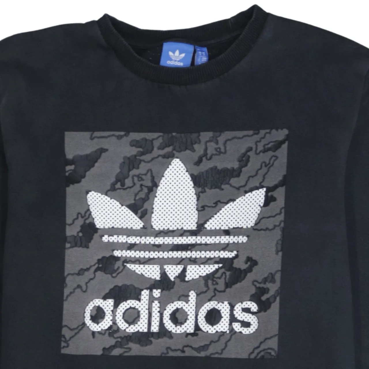 Adidas Black Sweatshirt Men's Medium Printed Trefoil Camo Panel Crewneck Pullover Top sold by Vintage Club product image thumbnail 3
