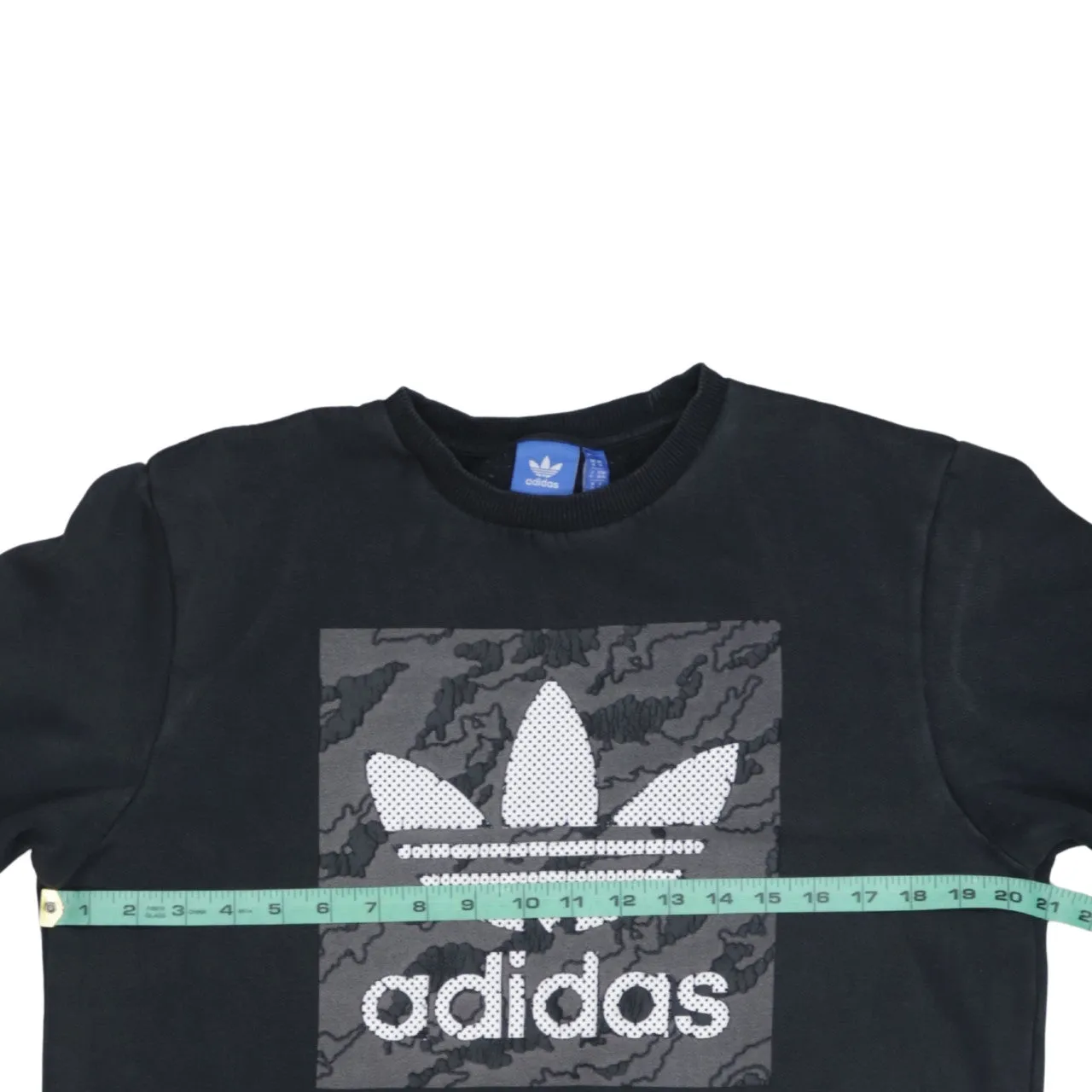 Adidas Black Sweatshirt Men's Medium Printed Trefoil Camo Panel Crewneck Pullover Top sold by Vintage Club product image thumbnail 5