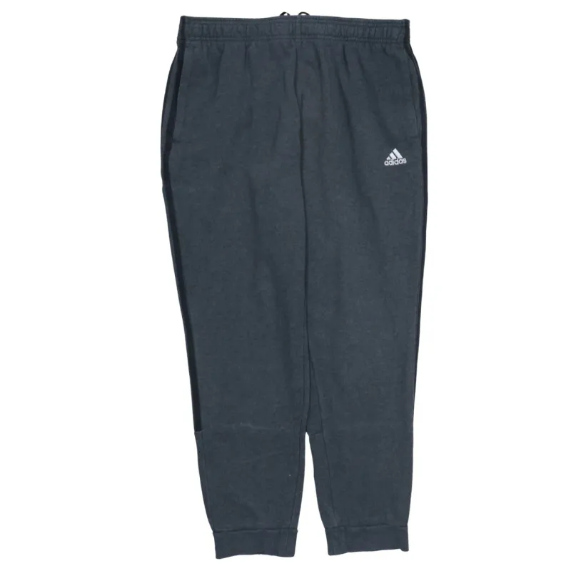 Adidas Dark Grey Joggers Men’s Large Embroidered Logo Three Stripe Cuffed Sweatpants sold by Vintage Club