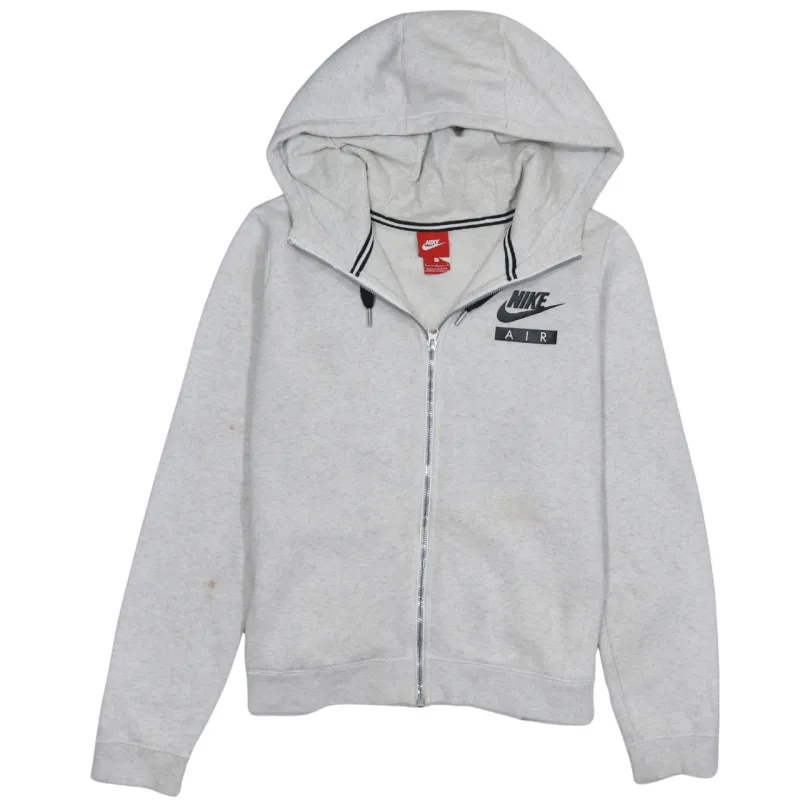 Nike Light Grey Zip Hoodie Men's Large Printed Air Logo Drawstring Hood Sweatshirt sold by Vintage Club
